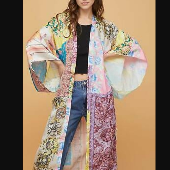 Free People Jackets & Blazers - Free People Patched With Love Robe Kimono Mixed Floral Magic Combo Color M/L NWT
